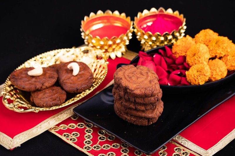 Close-up of freshly made Thekua for Chhath Puja Prasad.